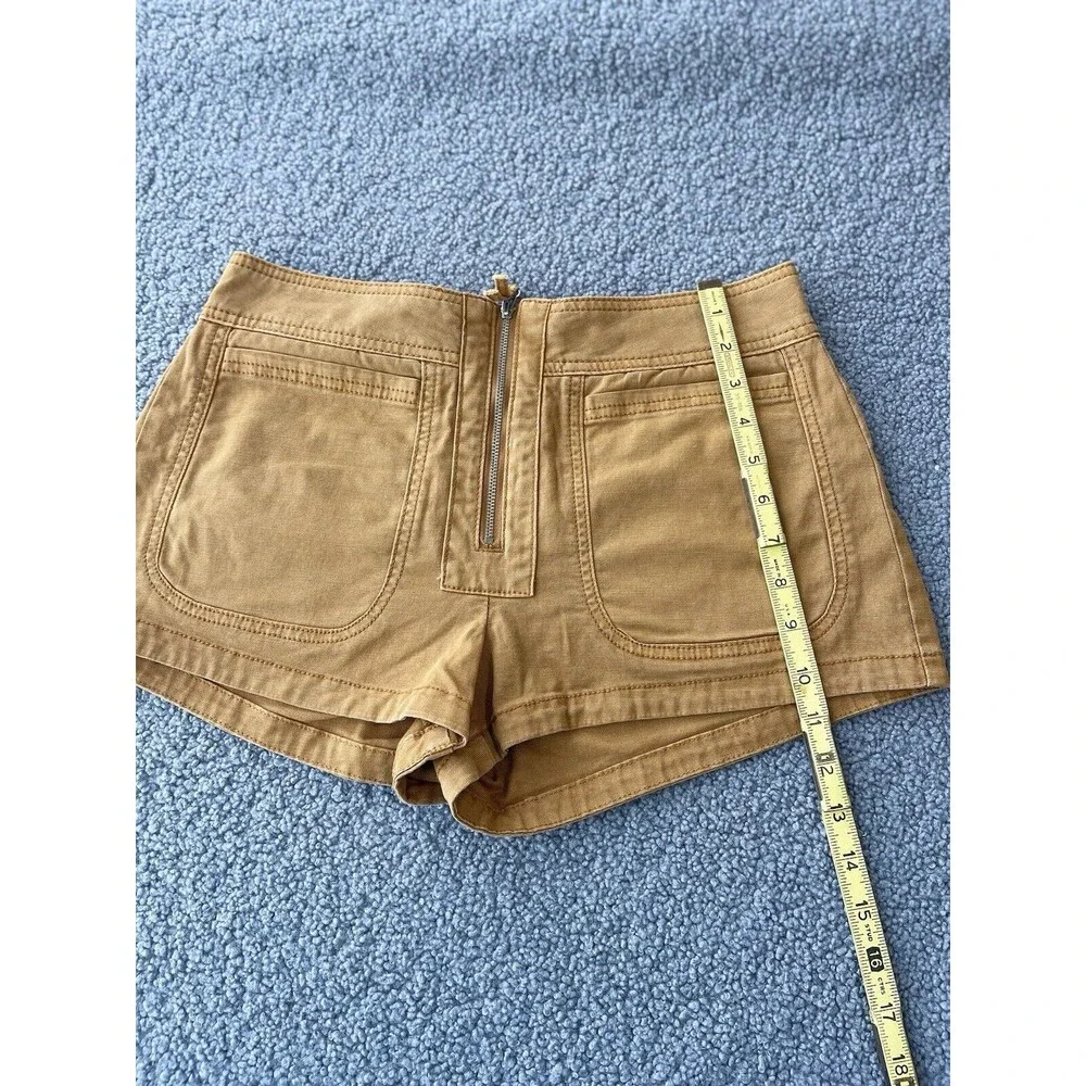 Anthropologie Shorts Women Sz 4 Bronze Flat Front Cotton Blend Summer Vacay New